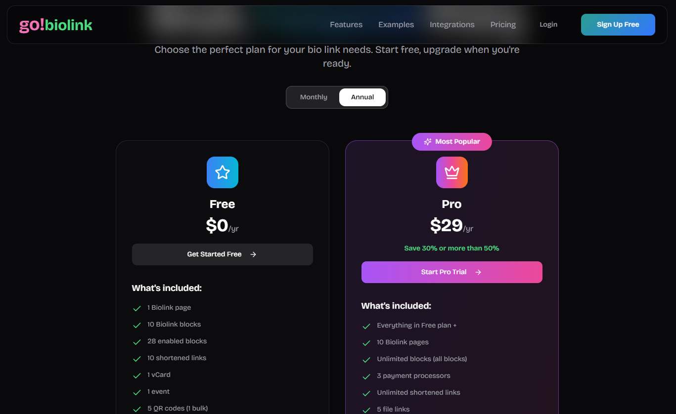 go.bio pricing